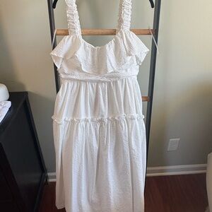 White Sleeveless Ruffle Dress